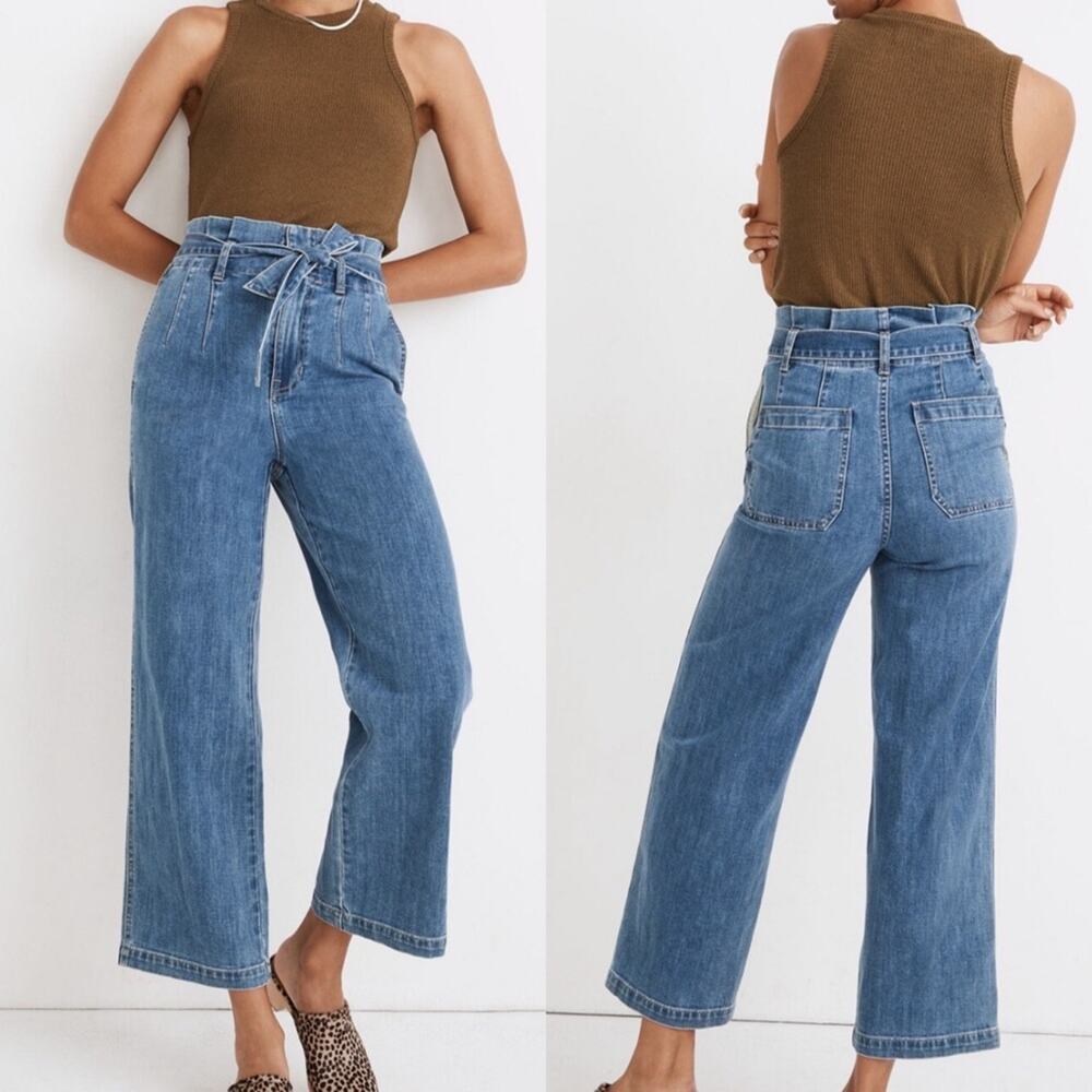 Madewell Paperbag Wide Leg Crop Jeans 27 Bygrove Wash